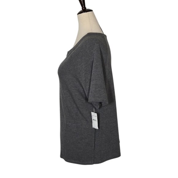 GO COUTURE Women’s Medium Gray Short Sleeve Knit Top Soft NWT - Picture 5 of 11